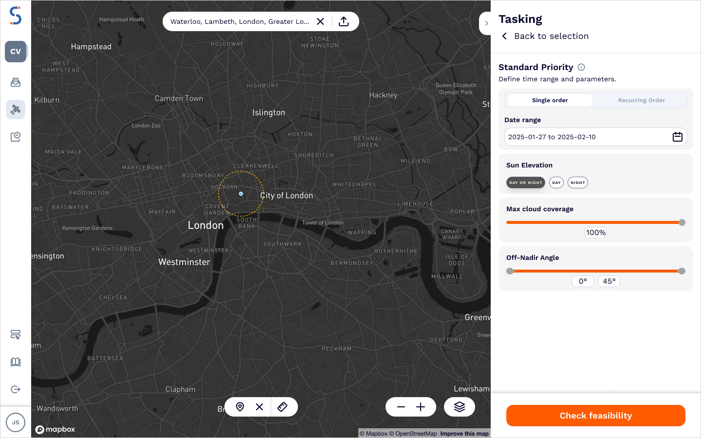 SatVu web application - area of delivery. SatVu web application - area of delivery.