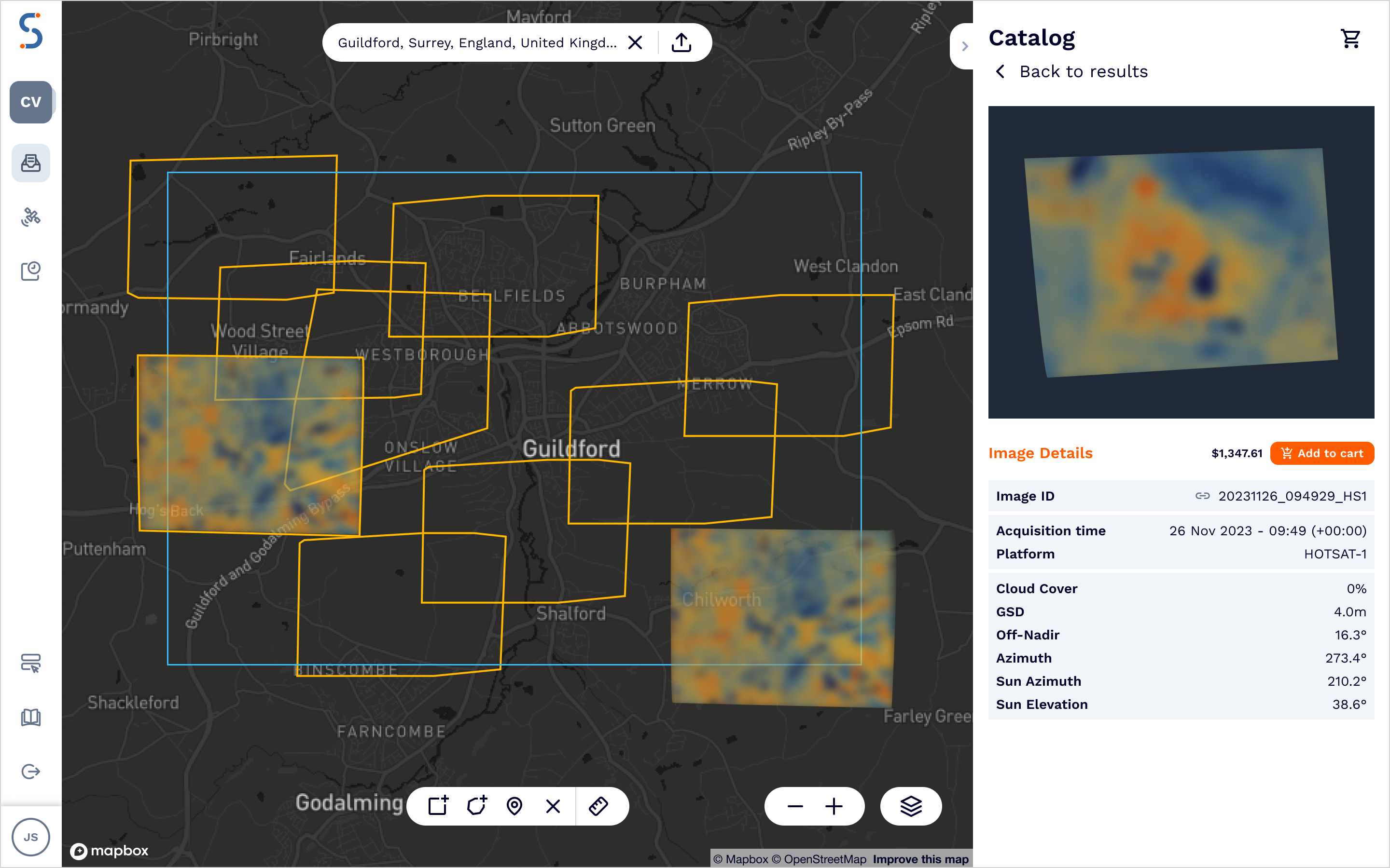 Catalog interface - image details.