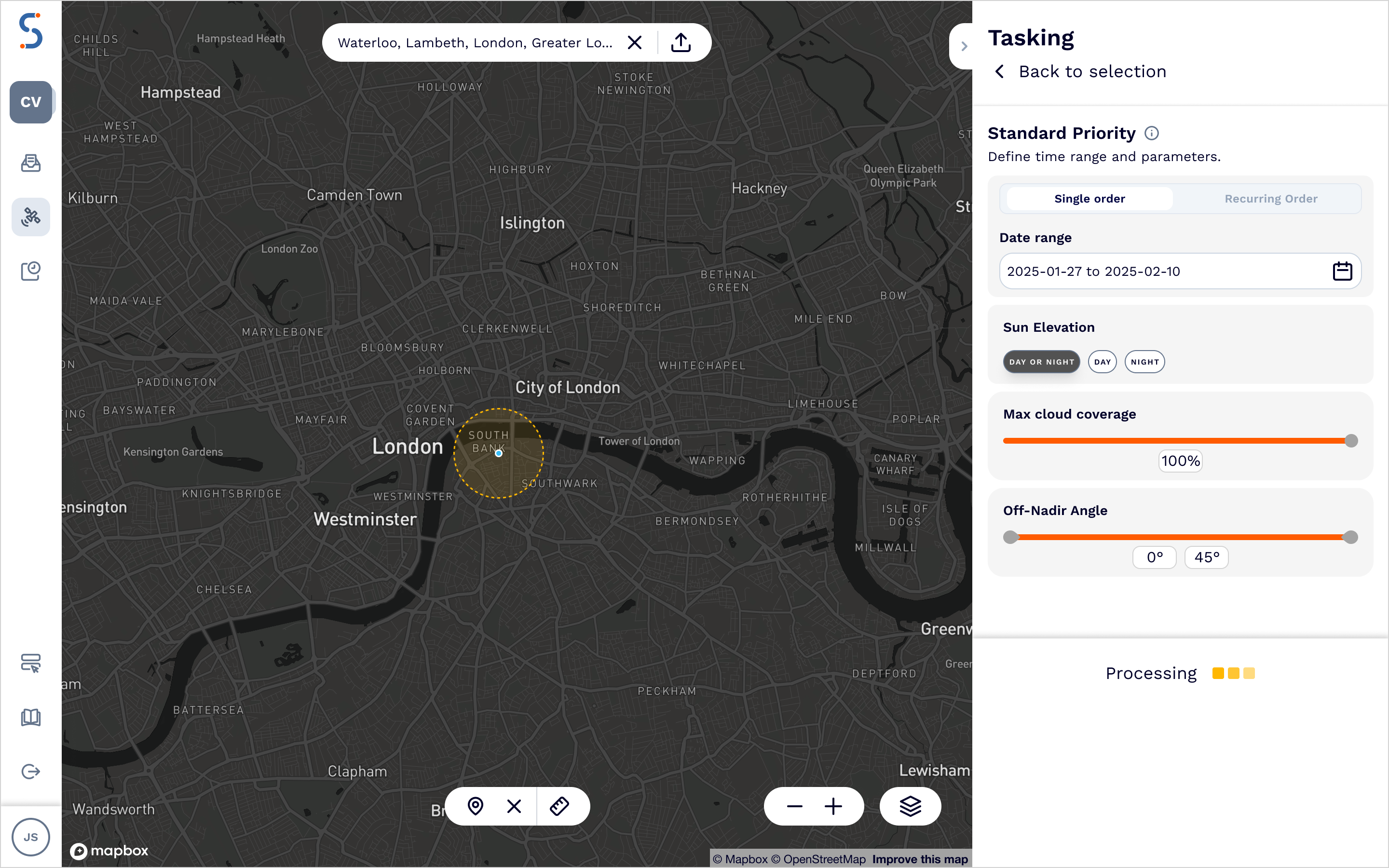 SatVu web application - feasibility check in progress.