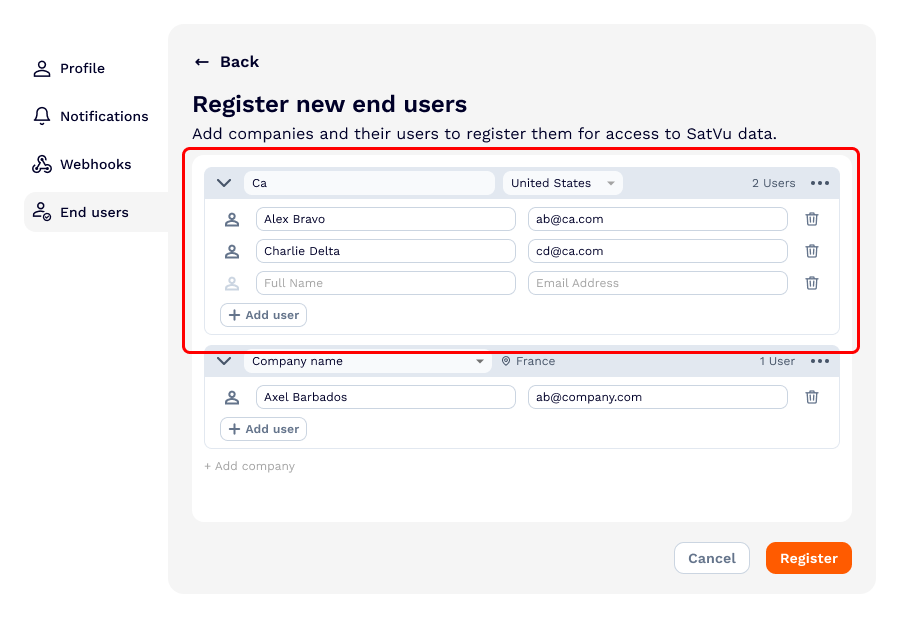 Adding end users